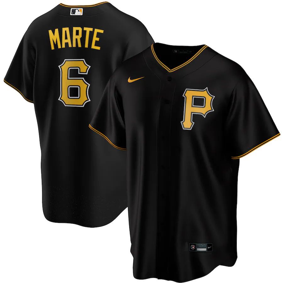 Mens Pittsburgh Pirates 6 Starling Marte Nike Black Alternate Replica Player Name MLB Jerseys
